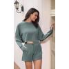imageODODOS Modal Soft Relaxed Shorts for Women Adjustable Shockcord High Waist Casual Shorts with PocketsSlate Green