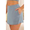 imageODODOS Modal Soft Wrap Mini Skorts with Pocket for Women High Waist Asymmetrical Hem Relaxed ShortsGrey Blue