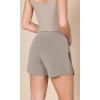 imageODODOS Modal Soft Wrap Mini Skorts with Pocket for Women High Waist Asymmetrical Hem Relaxed ShortsKhaki