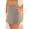 imageODODOS Modal Soft Wrap Mini Skorts with Pocket for Women High Waist Asymmetrical Hem Relaxed ShortsKhaki