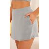 imageODODOS Modal Soft Wrap Mini Skorts with Pocket for Women High Waist Asymmetrical Hem Relaxed ShortsLight Gray