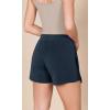 imageODODOS Modal Soft Wrap Mini Skorts with Pocket for Women High Waist Asymmetrical Hem Relaxed ShortsNavy