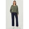 imageODODOS Womens Modal Soft Bubble Hem Pullover Long Sleeve Oversized Top Crew Neck Casual SweatshirtsDark Sage