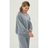imageODODOS Womens Modal Soft Bubble Hem Pullover Long Sleeve Oversized Top Crew Neck Casual SweatshirtsGrey Blue