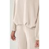 imageODODOS Womens Modal Soft Bubble Hem Pullover Long Sleeve Oversized Top Crew Neck Casual SweatshirtsIvory
