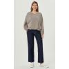 imageODODOS Womens Modal Soft Bubble Hem Pullover Long Sleeve Oversized Top Crew Neck Casual SweatshirtsKhaki