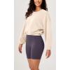 imageODODOS Womens Modal Soft Gathered Cropped Sweatshirts Long Sleeve Elastic Hem Crew Neck Pullover TopsBeige