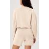 imageODODOS Womens Modal Soft Gathered Cropped Sweatshirts Long Sleeve Elastic Hem Crew Neck Pullover TopsBeige