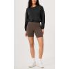 imageODODOS Womens Modal Soft Gathered Cropped Sweatshirts Long Sleeve Elastic Hem Crew Neck Pullover TopsBlack