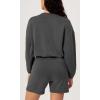 imageODODOS Womens Modal Soft Gathered Cropped Sweatshirts Long Sleeve Elastic Hem Crew Neck Pullover TopsCharcoal