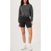 imageODODOS Womens Modal Soft Gathered Cropped Sweatshirts Long Sleeve Elastic Hem Crew Neck Pullover TopsCharcoal