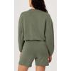 imageODODOS Womens Modal Soft Gathered Cropped Sweatshirts Long Sleeve Elastic Hem Crew Neck Pullover TopsDark Sage
