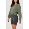 imageODODOS Womens Modal Soft Gathered Cropped Sweatshirts Long Sleeve Elastic Hem Crew Neck Pullover TopsDark Sage