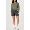 imageODODOS Womens Modal Soft Gathered Cropped Sweatshirts Long Sleeve Elastic Hem Crew Neck Pullover TopsDark Sage