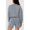 imageODODOS Womens Modal Soft Gathered Cropped Sweatshirts Long Sleeve Elastic Hem Crew Neck Pullover TopsGrey Blue