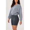 imageODODOS Womens Modal Soft Gathered Cropped Sweatshirts Long Sleeve Elastic Hem Crew Neck Pullover TopsGrey Blue