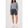 imageODODOS Womens Modal Soft Gathered Cropped Sweatshirts Long Sleeve Elastic Hem Crew Neck Pullover TopsGrey Blue