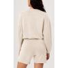 imageODODOS Womens Modal Soft Gathered Cropped Sweatshirts Long Sleeve Elastic Hem Crew Neck Pullover TopsIvory