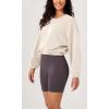imageODODOS Womens Modal Soft Gathered Cropped Sweatshirts Long Sleeve Elastic Hem Crew Neck Pullover TopsIvory