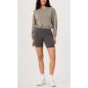 imageODODOS Womens Modal Soft Gathered Cropped Sweatshirts Long Sleeve Elastic Hem Crew Neck Pullover TopsKhaki