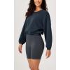 imageODODOS Womens Modal Soft Gathered Cropped Sweatshirts Long Sleeve Elastic Hem Crew Neck Pullover TopsNavy