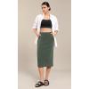 imageODODOS Womens Modal Soft Midi Skirt with Pockets High Waist Back Slit Casual Pencil SkirtsDuck Green