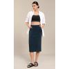 imageODODOS Womens Modal Soft Midi Skirt with Pockets High Waist Back Slit Casual Pencil SkirtsGibraltar Sea