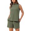 imageODODOS Modal Soft Mock Neck Tank Tops for Women Sleeveless Sweater Vest Casual Turtleneck Pullover TopDark Sage