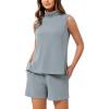 imageODODOS Modal Soft Mock Neck Tank Tops for Women Sleeveless Sweater Vest Casual Turtleneck Pullover TopGrey Blue
