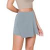 imageODODOS Modal Soft Wrap Mini Skorts with Pocket for Women High Waist Asymmetrical Hem Relaxed ShortsGrey Blue