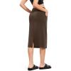 imageODODOS Womens Modal Soft Midi Skirt with Pockets High Waist Back Slit Casual Pencil SkirtsBrunette