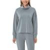 imageODODOS Womens Modal Soft Roll Neck Sweatshirts with Thumb Hole Long Sleeve Oversized Casual Pullover TopGrey Blue