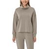 imageODODOS Womens Modal Soft Roll Neck Sweatshirts with Thumb Hole Long Sleeve Oversized Casual Pullover TopKhaki