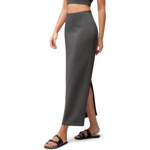 imageODODOS Modal Soft Maxi Skirt for Women Back Slit High Waist Casual Long Pencil SkirtsCharcoal