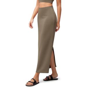 imageODODOS Modal Soft Maxi Skirt for Women Back Slit High Waist Casual Long Pencil SkirtsEspresso