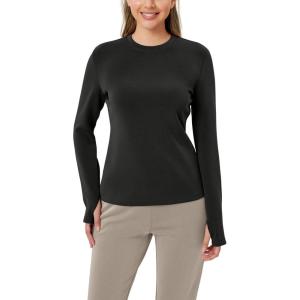 imageODODOS Womens Modal Soft Long Sleeve Tee with Thumb Hole Crew Neck Basic Pullover Tops Casual TShirtsBlack