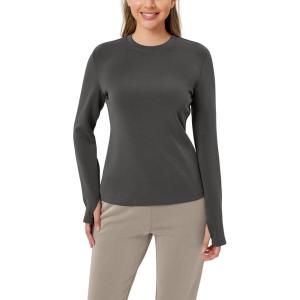 imageODODOS Womens Modal Soft Long Sleeve Tee with Thumb Hole Crew Neck Basic Pullover Tops Casual TShirtsCharcoal