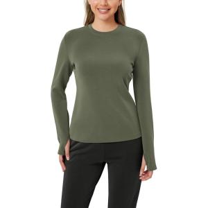 imageODODOS Womens Modal Soft Long Sleeve Tee with Thumb Hole Crew Neck Basic Pullover Tops Casual TShirtsDark Sage
