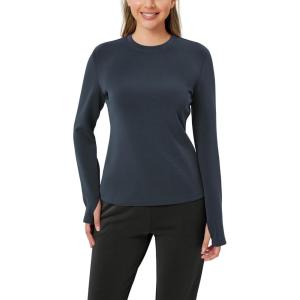 imageODODOS Womens Modal Soft Long Sleeve Tee with Thumb Hole Crew Neck Basic Pullover Tops Casual TShirtsNavy