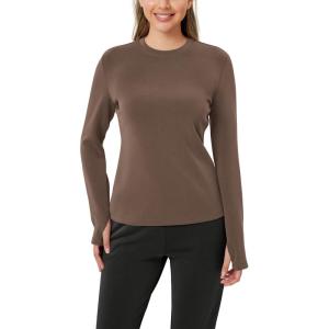 imageODODOS Womens Modal Soft Long Sleeve Tee with Thumb Hole Crew Neck Basic Pullover Tops Casual TShirtsNutria