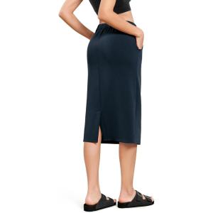 imageODODOS Womens Modal Soft Midi Skirt with Pockets High Waist Back Slit Casual Pencil SkirtsGibraltar Sea