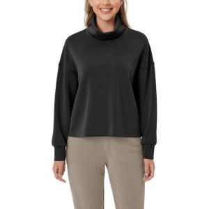 imageODODOS Womens Modal Soft Roll Neck Sweatshirts with Thumb Hole Long Sleeve Oversized Casual Pullover TopBlack