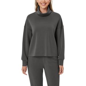 imageODODOS Womens Modal Soft Roll Neck Sweatshirts with Thumb Hole Long Sleeve Oversized Casual Pullover TopCharcoal