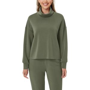 imageODODOS Womens Modal Soft Roll Neck Sweatshirts with Thumb Hole Long Sleeve Oversized Casual Pullover TopDark Sage