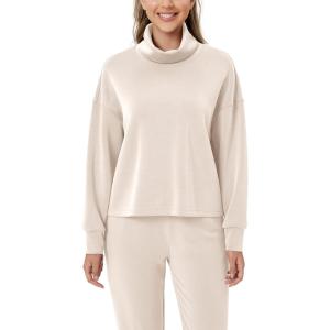 imageODODOS Womens Modal Soft Roll Neck Sweatshirts with Thumb Hole Long Sleeve Oversized Casual Pullover TopIvory