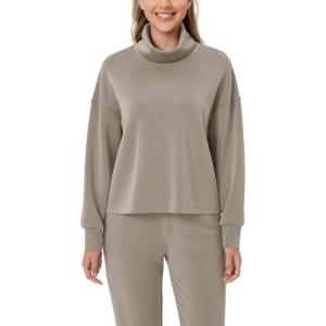 imageODODOS Womens Modal Soft Roll Neck Sweatshirts with Thumb Hole Long Sleeve Oversized Casual Pullover TopKhaki