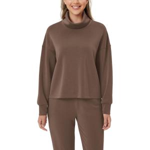 imageODODOS Womens Modal Soft Roll Neck Sweatshirts with Thumb Hole Long Sleeve Oversized Casual Pullover TopNutria