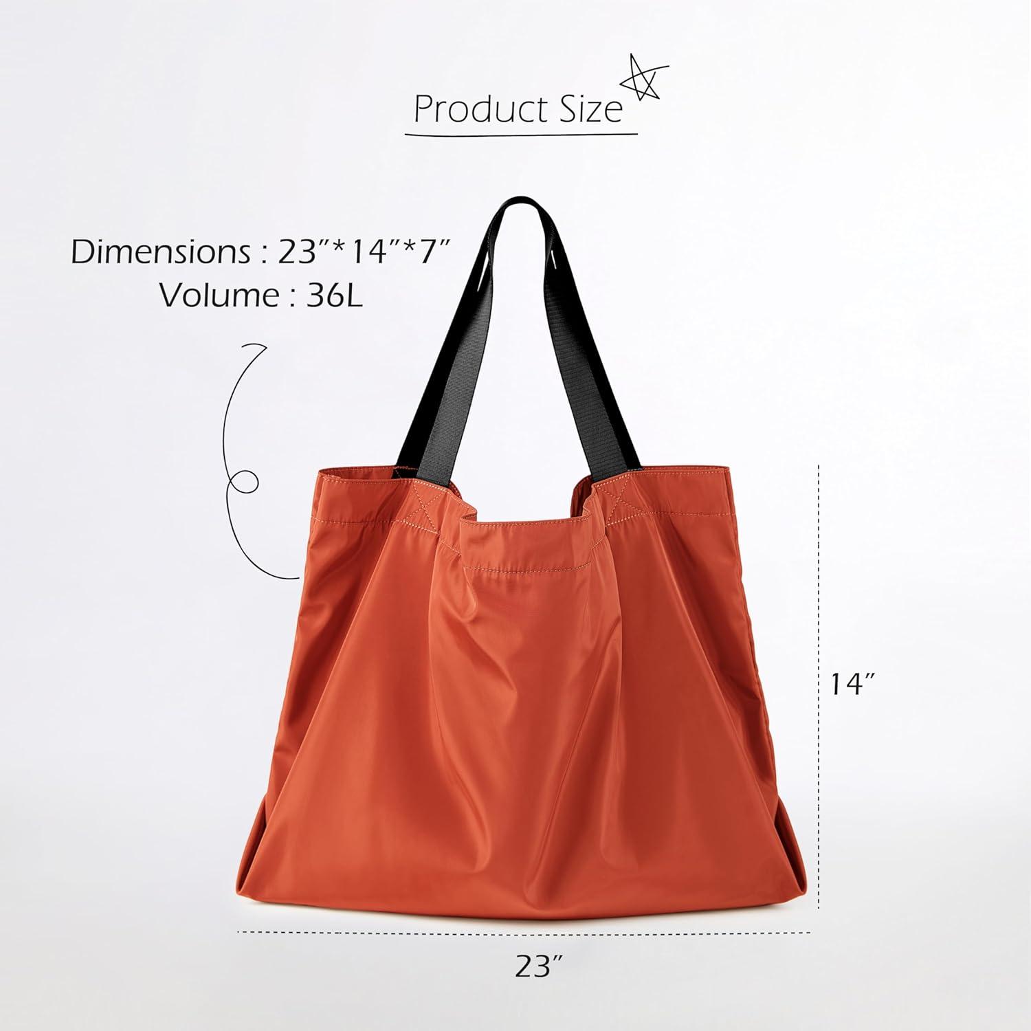 imageODODOS 36L Oversized Tote Bag Large Capacity Lightweight Shoulder Bags for Gym Workout Shopping Beach TravelCoral Red