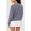 imageODODOS Modal Soft Raglan Long Sleeves Sweatshirts for Women Oversized Crew Neck Pullover TopsPurple Gray