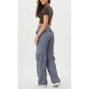 imageODODOS Stretch Woven Relaxed Cargo Pants for Women Cinchable Hems Lightweight Casual Sweatpants with PocketsBlue